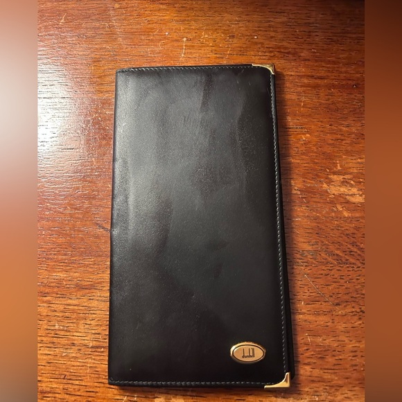 Dunhill Black Leather Wallet | Gold Logo & Corner Accent | Vintage Luxury - Picture 3 of 5